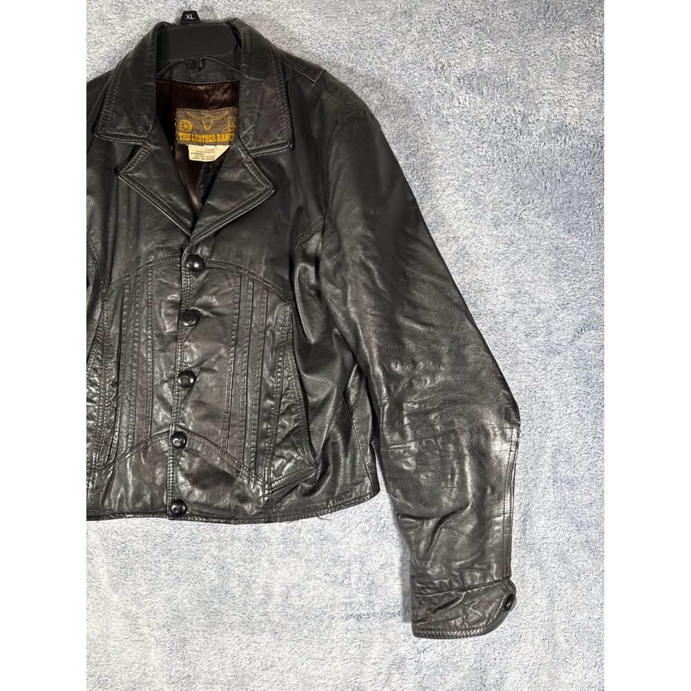 The Leather Ranch Vintage Brown Genuine Leather Button Front Western Jacket XL - Picture 4 of 15